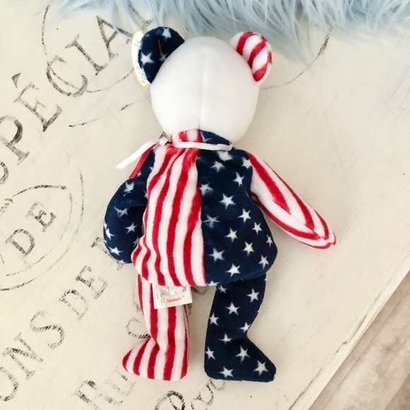 TY, Beanie Baby, VINTAGE, 1999, TY, Spangle, American Flag, Bear, Nice Condition - Picture 5 of 10